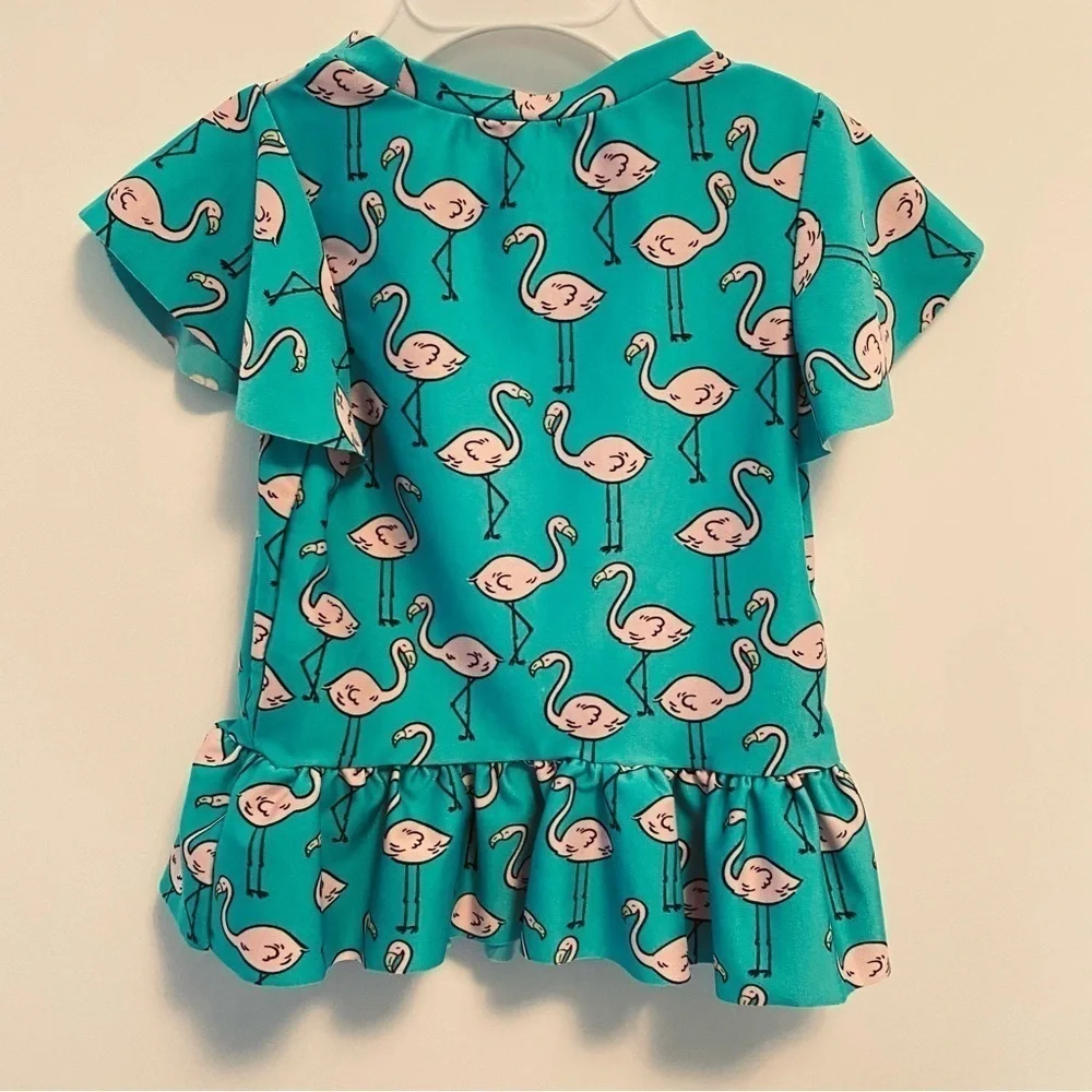 Cat & Jack Baby Girls Flamingo Two Piece Short Sleeve Swimsuit Size 18 Months